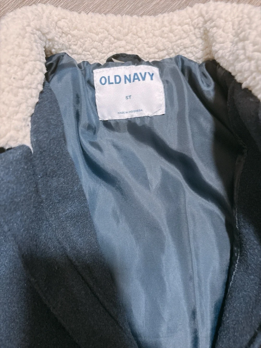 Old Navy Navy Jacket with Cream Sherpa Collar